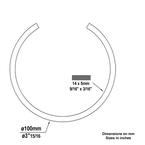 Cercle aluminium 100mm 14x5mm En aluminium ouvert Cercle