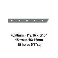 Profil, Barres Barre poinonne 40x8mm 15 trous 14x14mm carrs longueur 2m pour cltures et gr
