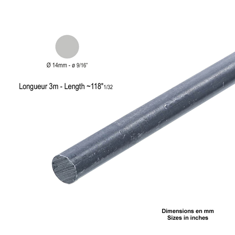 Barre profile rond 14mm longueur 3m lisse en acier lamin brut profil lisse Barre ronde