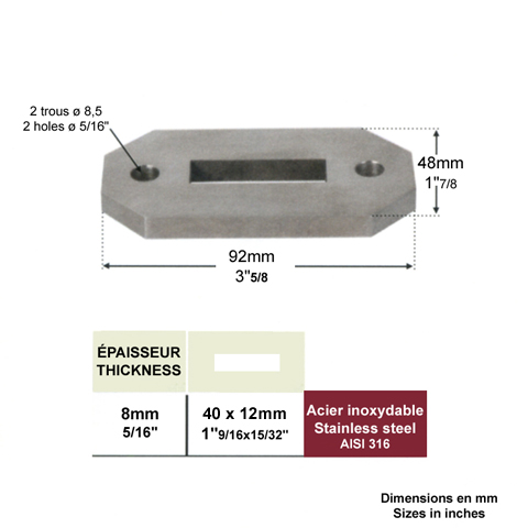 Platine de fixation pour poteau INOX316 Platine INOX 316 Embases pour poteaux