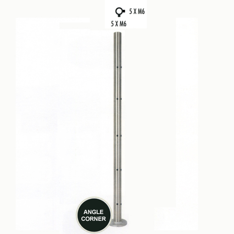 Poteau 42,4mm d`angle taraud montage cble ou rond plein INOX316 Poteaux ronds acier inox 316