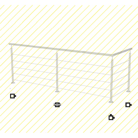 Poteau 40x40mm intermdiaire perc cble traversant 6mm INOX316 Poteaux carrs acier inox 316 