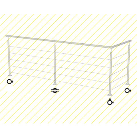 Poteau intermdiaire perc cble traversant 6mm INOX316 Poteaux acier inox 316 Poteaux garde-c