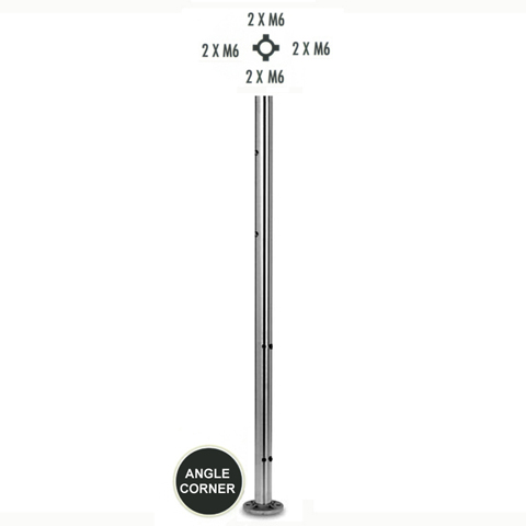 Poteau 42,4mm d`angle taraud montage cble et verre INOX316 Poteaux ronds acier inox 316 Pote