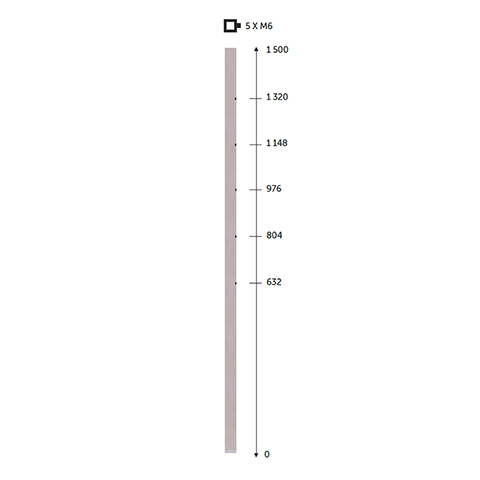 Poteau 40x40mm dpart  l`anglaise taraud pour montage cble INOX316 Poteaux carrs acier inox