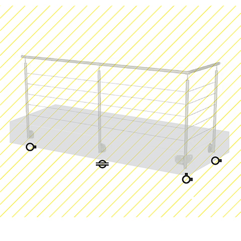 Poteau 42,4mm d`angle  l`anglaise taraud montage cble ou rond plein INOX316 Poteaux ronds a