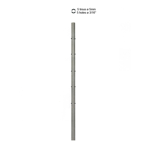 Poteau 42,4mm intermdiaire  l`anglaise perc pour cble traversant INOX316 Poteaux ronds aci