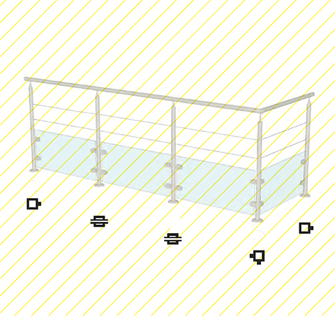 Poteau 40x40mm carr intermdiaire taraud montage verre INOX316 Poteaux carrs acier inox 316 