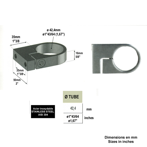 Anneau de serrage pour tube INOX304 Anneaux de serrage Fixations pour tubes INOX