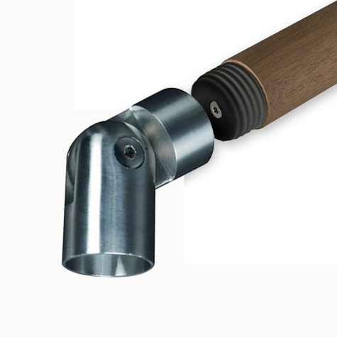 Connecteur orientable 42,4mm INOX304 pour rampes en bois Connecteur INOX de main courante bois