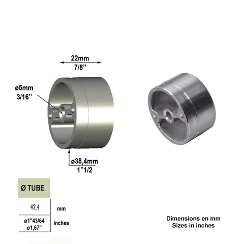 Pice d`adaptation pour connecteurs inox Connecteur INOX de main courante bois Connecteurs et f