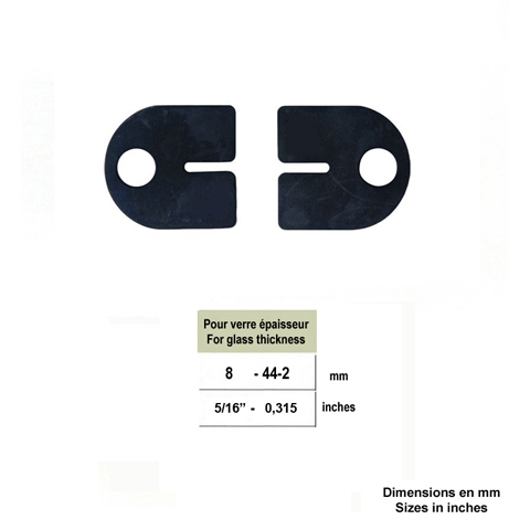 Jeu de 2 caoutchouc pour pinces rondes 40x50/55mm  verre epr 8mm Caoutchouc pour pinces rondes