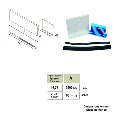 Jeu de pices pour fixation rail au sol verre epr 16,76mm Pices pour fixation au sol Garde-cor