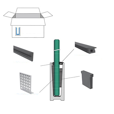 Jeu de pices pour fixation rail  au sol verre epr 17,52mm Pices pour fixation au sol Garde-co