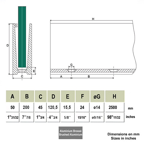 Profil aluminium pour garde corps fixation au sol Pices pour fixation au sol Garde-corps en ve