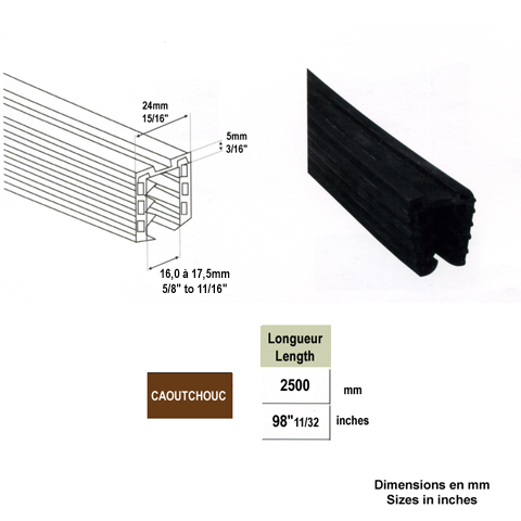 Joint caoutchouc pour main courante ronde 42,4mm 16,76  17,52mm Main courante ronde inox Gard