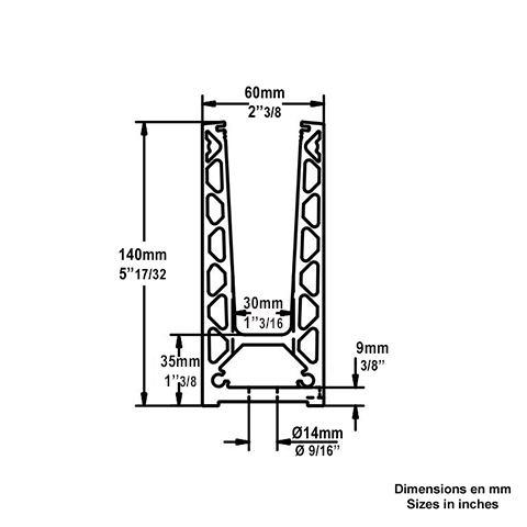 Profil en U aluminium pour garde corps fixation au sol Fixation au sol Profils aluminium pour 