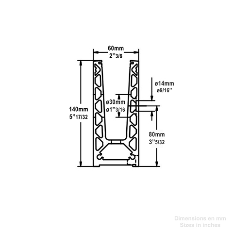 Profil en U aluminium pour garde corps fixation  l`anglaise Pices pour habillage profils Pro