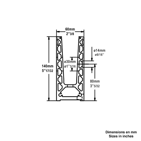 Angle intrieur de profil en U aluminium pour garde corps fixation  l`anglaise Pices pour ha