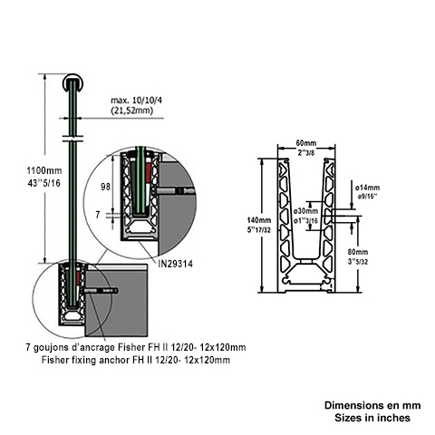 Angle intrieur de profil en U aluminium pour garde corps fixation  l`anglaise Pices pour ha