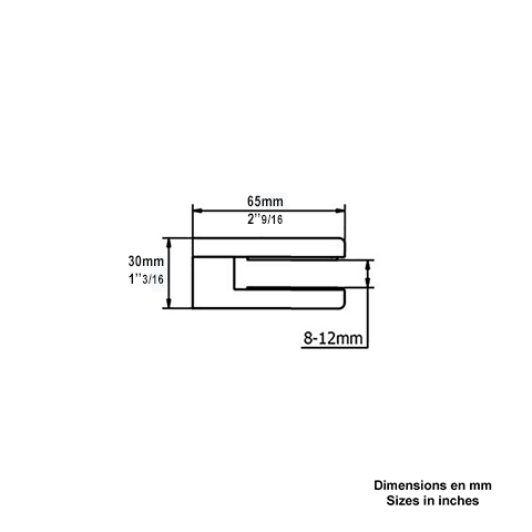 Systme complet de pince  verre carre 45x65mm en inox 304 pour 42,4mm Pince  verre systme 