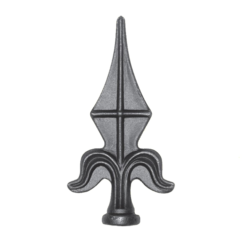 Fer de lance- Pointe de lance 114mm  collerette 21mm au dessin fleur de lys fer forg collerett