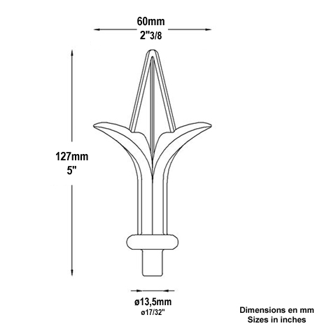 Pointe de lance aluminium 13,5mm Aluminium Pointe de lance