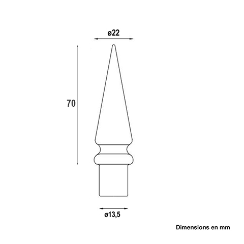 Pointe de lance aluminium 13,5mm Aluminium Pointe de lance