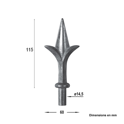 Pointe de lance aluminium 14,5mm Aluminium Pointe de lance