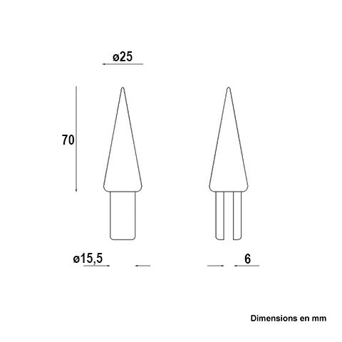 Pointe de lance aluminium 15,5mm Aluminium Pointe de lance