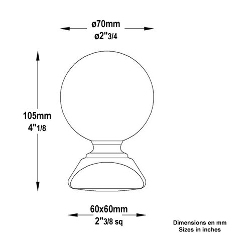 Boule escalier forge H105mm Pommeau acier Boule et pommeau