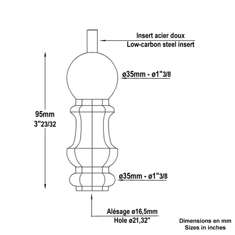 Chapiteau fonte hexa droit Chapiteau Accessoire d`escalier