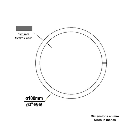 Cercle fer forg 100mm 12x6mm En acier ferm Cercle
