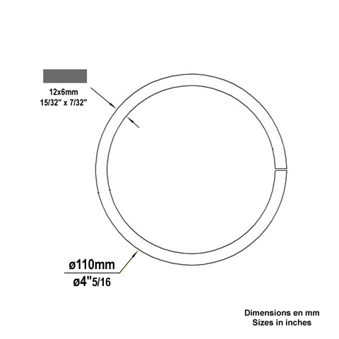 Cercle fer forg 110mm 12x6mm En acier ferm Cercle