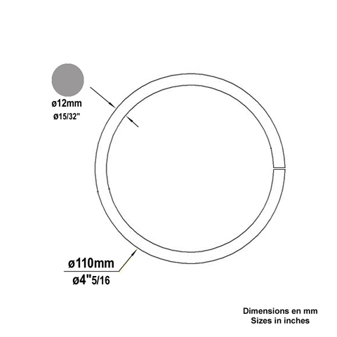 Cercle fer forg 110mm 12mm En acier ferm Cercle