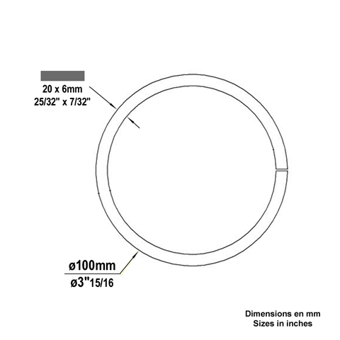 Cercle fer forg 100mm 20x6mm En acier ferm Cercle