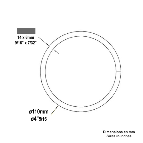 Cercle fer forg 110mm 14x6mm En acier ferm Cercle