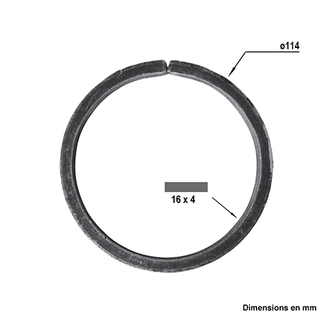 Cercle fer forg 114mm 16x4mm En acier ferm Cercle