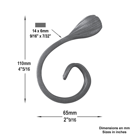 Volute demi C H110mm 14x6mm Volute demi C Volute