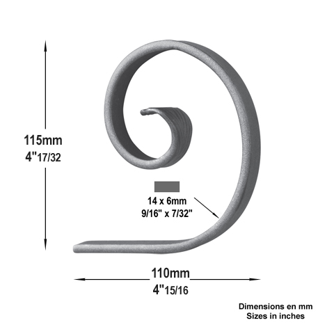 Volute demi C H115mm 14x6mm Volute demi C Volute