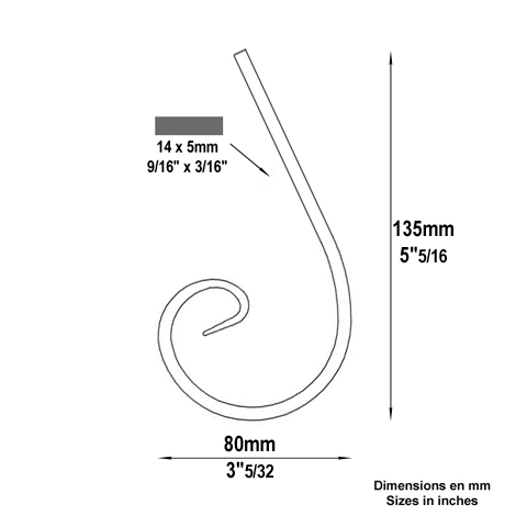 Volute demi C H135mm 14x5mm Volute demi C Volute