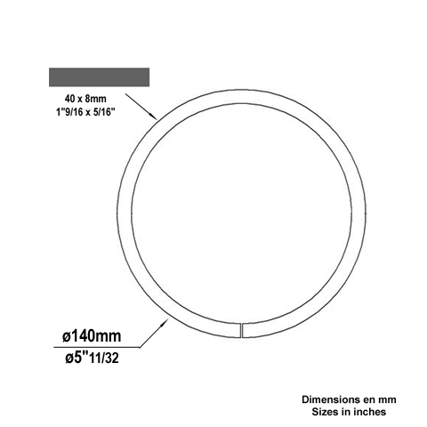 Cercle fer forge 140mm 40x8mm En acier ferm Cercle