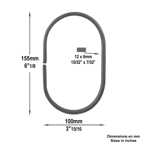 Escargot cercle 110mm 12x6mm En acier escargot Cercle