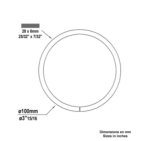 Cercle aluminium 100mm 20x6mm En aluminium ferm Cercle