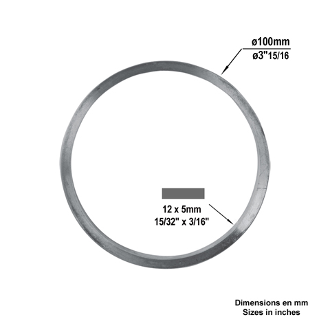 Cercle aluminium 100mm 12x5mm En aluminium ferm Cercle