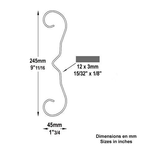 Volute forge en 3 H245 12x3 Volute extrmit simple Volute