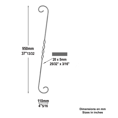 Volute forge en S H950 20x5 Volute extrmit simple Volute