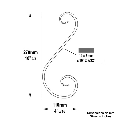 Volute forge en S H27014x6 Volute extr patte d`oie Volute