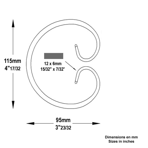 Volute forge en C H115 12x6 Volute extr patte d`oie Volute