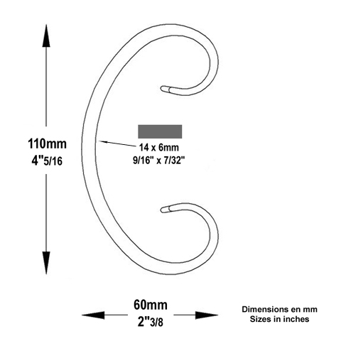 Volute forge en C H110 14x6 Volute extr patte d`oie Volute